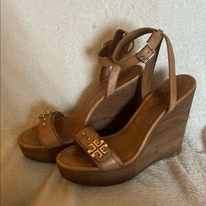 Tory Burch Brown Leather Wedges (9.5)
